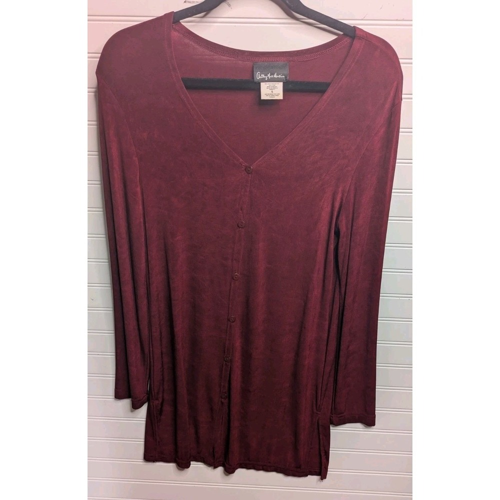 Anthony Mark Hankins Womens Dress Small Maroon Slinky Semi Sheer Sexy Vintage 90